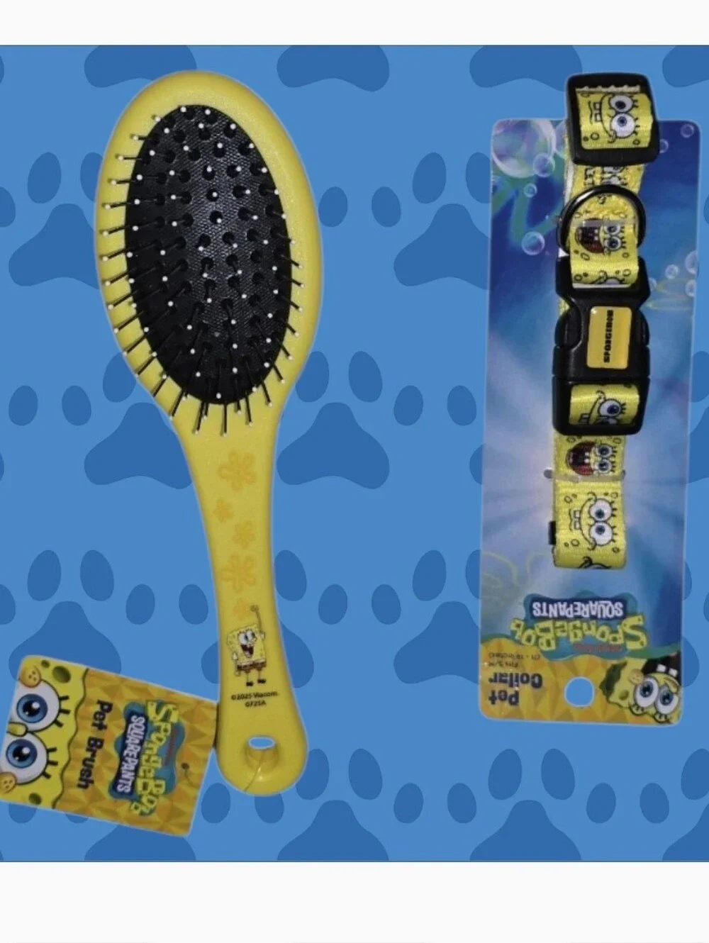 SpongeBob Squarepants Yellow Kids Hair Brush and Matching Yellow Pet Collar